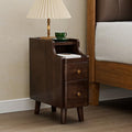 Nightstand, Pre-Assembled, 19.7“H Solid Wood Night Stand with 2 Drawers, Open Sliding Shelf, Mid Century Modern Small Bedside Table for Bedroom, Black Walnut 8"