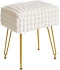 IBUYKE Rectangle Vanity Chair Ottoman, Footrest Stool, White WBD004W