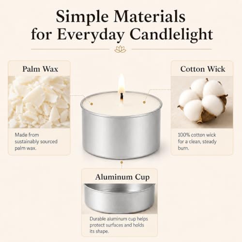 Tea Lights Candles 6 Hours, 100 Pack Palm Wax Tealight