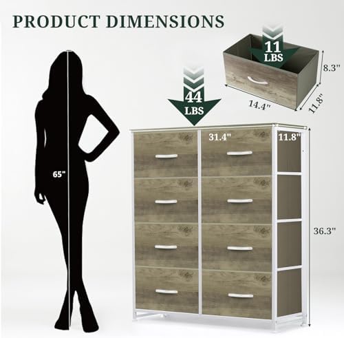 8-Drawer Dresser for Bedroom, Anti-Tip Tall Storage Organizer