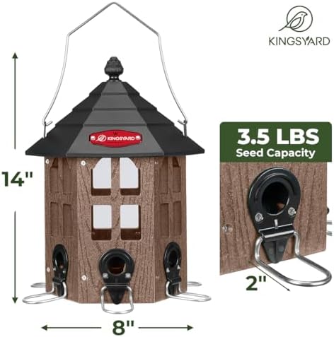 Kingsyard Hopper Bird Feeders for Outdoors Hanging, Squirrel-Proof