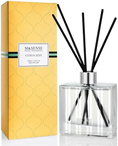 M&SENSE Reed Diffuser Set, Citrus Zest, 7.04 oz Natural Essential Oil