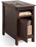 WLIVE End Tables for Living Room & Bedroom w/Charging, Narrow Nightstand
