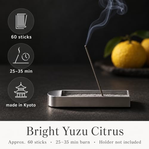 なごみ工房 Kyoto Yuzu Incense Sticks - Japanese Temple Aroma, Ideal for Relaxation & Meditation, Approx. 60 Sticks (0.044 Pounds) - Premium Quality Incense for Spiritual & Home Use Nagomikobo
