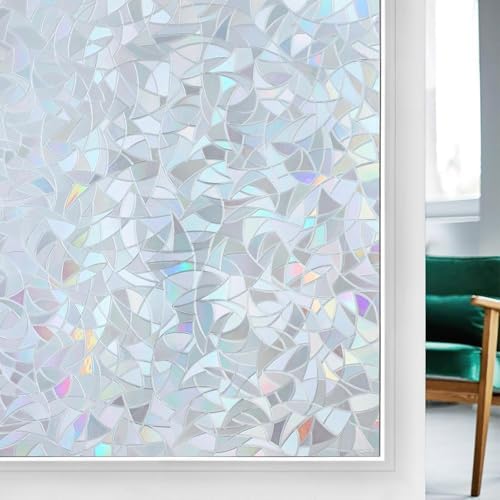 rabbitgoo Rainbow Window Privacy Film, Static Cling, Silver, 29.5" x 157.4"
