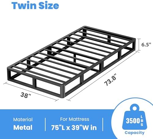 7 Inch Twin Box Spring with Fabric Heavy Duty Steel Support