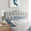 Rosevera Givanna Adjustable Height Headboard with Linen Upholstery and Button Tufting for Bedroom, King, Gray Linen