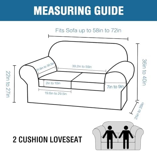 H.VERSAILTEX Real Velvet Plush 3 Piece Stretch Sofa Covers Couch Covers for 2 Cushion Couch Loveseat Covers (Base Cover Plus 2 Individual Cushion Covers) Thick Stay in Place (Medium Sofa, Rust)