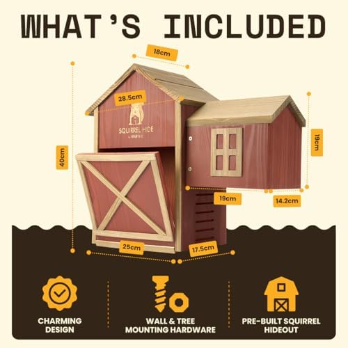 WildYard Squirrel House for Outside - Cedar, Dual Chamber with Ladder
