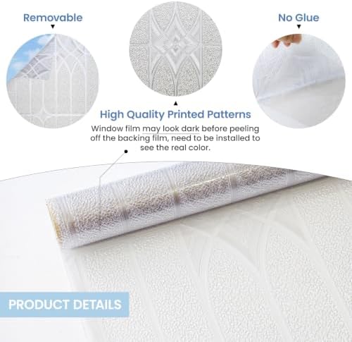 ADD.HERES Window Privacy Film, Glass Decorative Static Cling, 17.5" x 78.7"