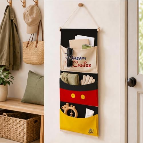 3-Pocket Hanging Wall Organizer, Cute Cruise Ship Design for Playroom Door