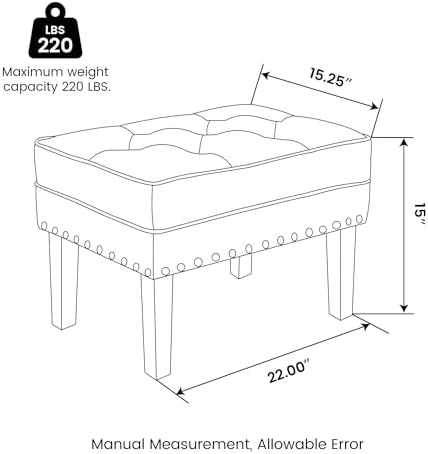 Glitzhome Set of 2 Ottoman Stool, Mid-Century Modern PU Leather Vanity Accent Stool Chair, Makeup Stools Footrest Side Table for Living Room Vanity Entryway, Cognac
