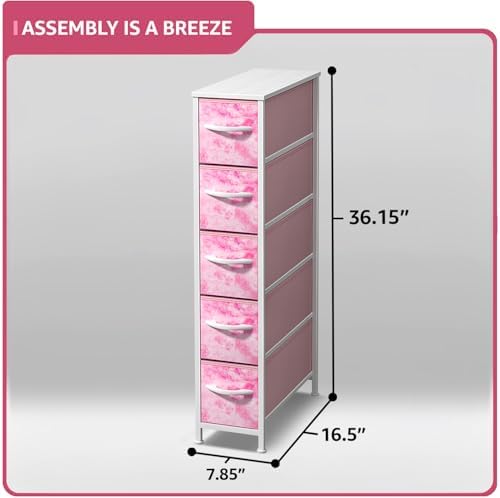 Sorbus 5-Drawer Narrow Dresser for Bedroom (Tie Dye Pink)