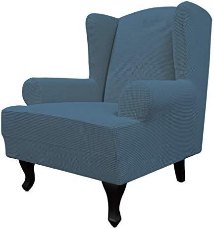 Easy-Going Stretch Large Wingback Chair Sofa Slipcover Bluestone