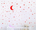 Moon and Stars Wall Decal Vinyl Sticker for Kids Boy Girls Baby Room Decoration Good Night Nursery Wall Decor Home House Bedroom Design YMX16 (Red)