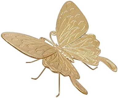 Gold Butterfly Sculpture - Solid Metal Insect Ornament - Mini Butterfly Figurine for Home, Office, Garden & Desktop Decor