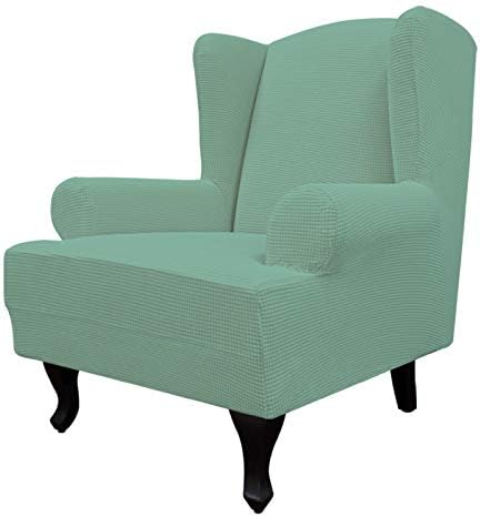 Easy-Going Stretch Large Wingback Chair Sofa Slipcover Cyan