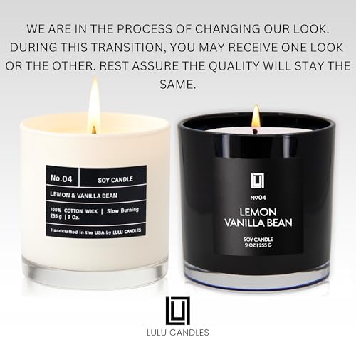 Lulu Candles | Lemon & Vanilla Bean | Luxury Scented Soy Jar Candle | Hand Poured in The USA | Highly Scented & Long Lasting (9 Oz.)