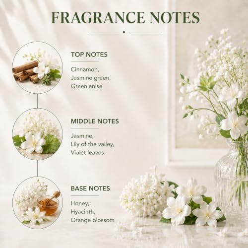 Airkeep White Jasime Reed Diffuser Refill – 6.76 fl oz – Premium Scented Oil for Home Aromatherapy – Long-Lasting Fragrance for Reed Diffusers – Perfect for Bathroom, Bedroom & Home Decor