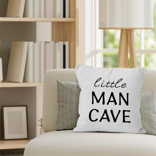 Little Man Cave Throw Pillows Covers, Kids Toddler Decorative Pillows Covers for Playroom Decor, Boys Pillows Covers, Nursery Kindergarten Playroom Decor, Boy Nursery Pillow Covers 18x18