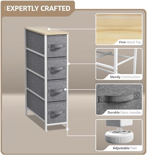 Sorbus 4-Drawer Narrow Dresser for Bedroom (Beige)