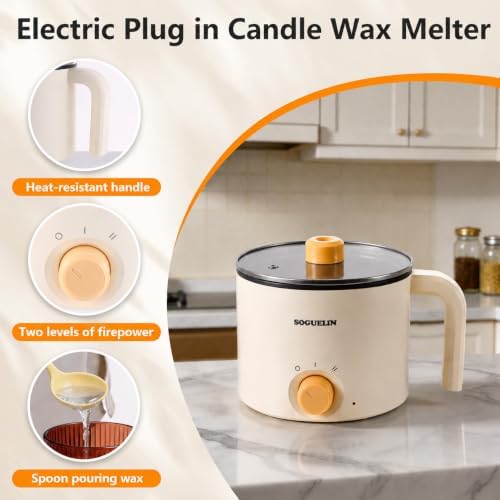 SOGUELIN Wax Melting Pot with Spoon & Thermometer for Candle Making