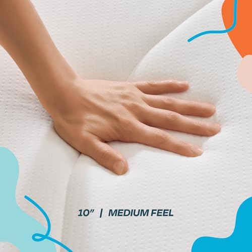 Linenspa 10 Inch Hybrid Mattress, Medium, Bed in a Box, Queen Size