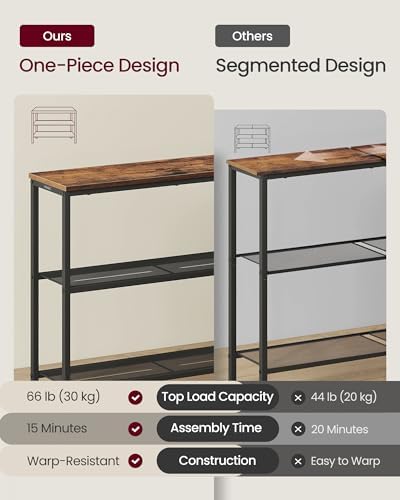 VASAGLE 31.5" Console Table, Narrow Behind Couch Table, 3 Tier