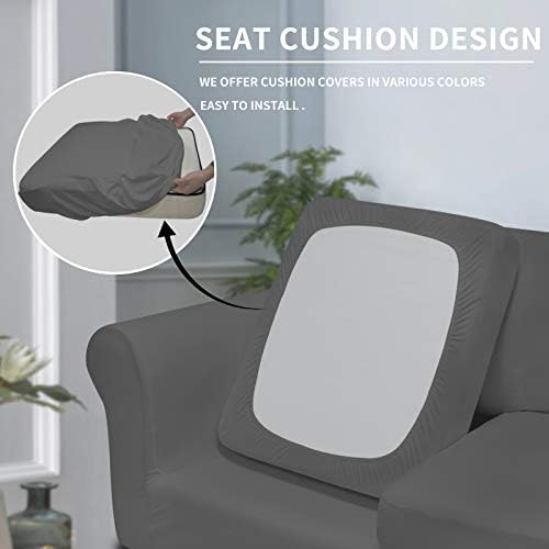 Easy-Going 4 Pieces Stretch Soft Couch Cover for Dogs - Washable Sofa Slipcover for 3 Separate Cushion Couch - Elastic Furniture Protector for Pets, Kids (Sofa, Grey, Large)