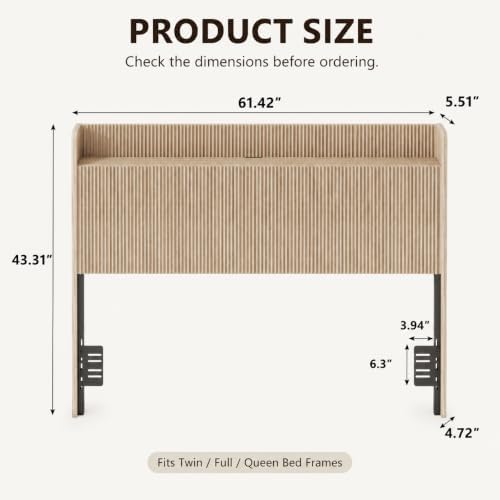 Vintage Queen Size Fluted Headboard Only Boho Head Boards