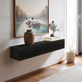 Floating Solid Wood Console Table, 47'' Wall Mounted Narrow Entryway Table with Storage Shelf, Modern Couch Shelves Small Entry Way Tables for Entryway, Front Hall, Hallway (Black, 47.24IN)
