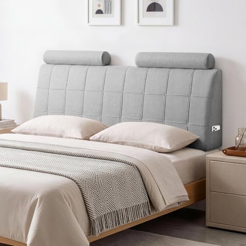 Full Headboard with 2 Headrests, Memory Foam Upholstered Headboard