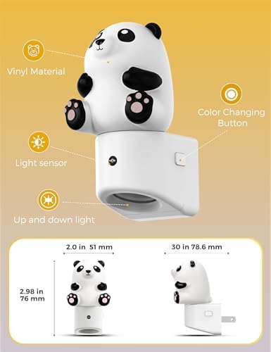 L LOHAS LED Night Light for Kids, 3D Panda Night Light Plug in