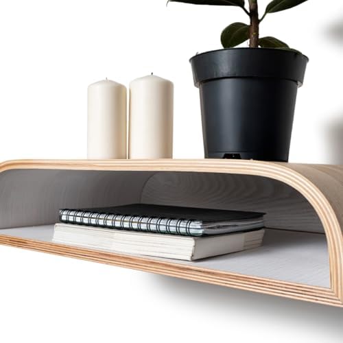EWART WOODS Floating Nightstand, Walnut Bedside Shelf Wall Mount, Bed Night Stand for Bedroom, Wooden Side Table Cabinet, Entryway Furniture (Ash)