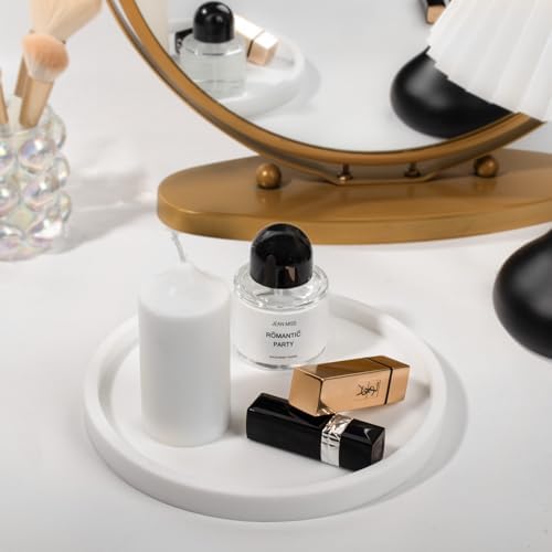 Silicone Bathroom Tray Coffee Table Decor Perfume Organizer, 8" White