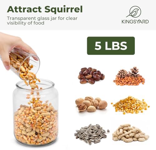 Kingsyard Recycled Plastic Squirrel Feeder for Outside, Squirrel Feeder Box with Peanuts Corn Storage Jar, Sturdy & Durable, Weatherproof (Green & Brown)
