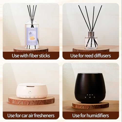 Lavender Honey Diffuser with 20 Black Fiber Sticks, 200ml (6.7 oz) Diffusers for Home Essentials Bathroom,Last up to 60 Days