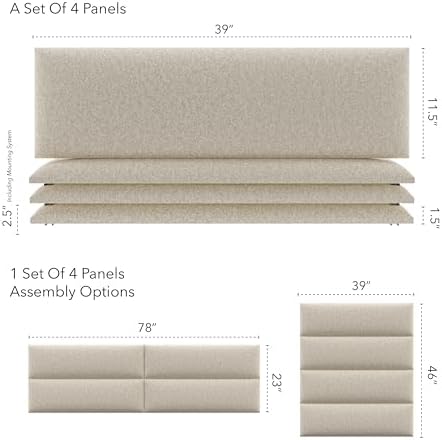 Vänt Wall Mounted Headboard Panels, King/Twin, Faux Merino Wool Cream