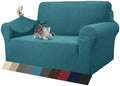 ZNSAYOTX 1 Piece Jacquard Couch Covers for 2 Cushion Couch High Stretch Loveseat Slipcover for Pets Dogs Anti Slip Love Seat Sofa Slipcover Furniture Protector (Loveseat, Peacock Blue)