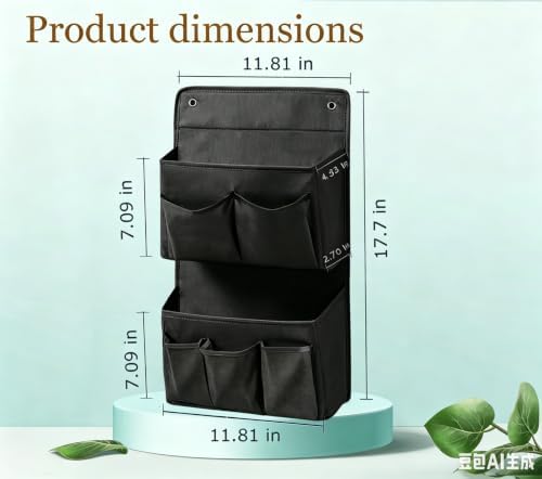 Wall Hanging Organizer – Over the Door Storage & Behind Door Organizer for Dormitory, Bathroom, Bedroom, Kitchen, Nursery, Space-Saving (Black 2 Pack)