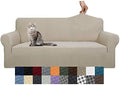 YEMYHOM Couch Cover Latest Jacquard Design High Stretch Sofa Covers for 3 Cushion Couch, Pet Dog Cat Proof Slipcover Non Slip Magic Elastic Furniture Protector (Sofa, Khaki)