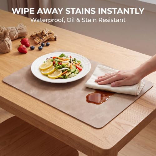 ADRIMER Fall Placemats Set of 4, Heat Resistant Faux Leather, Apricot