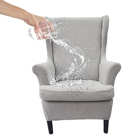 HAOYONG Waterproof Wing Chair Slipcovers Stretch Wingback Chair Covers 3 Pieces Wingback Armchair Removable Slipcover Chair Slip Covers Washable Armchair Protector Cover for Living Room and Bedroom