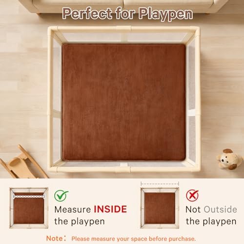 Baby Play Mat Floor,Tummy Time Area Rug 50x50 Playpen Muscle Mat Brick Red