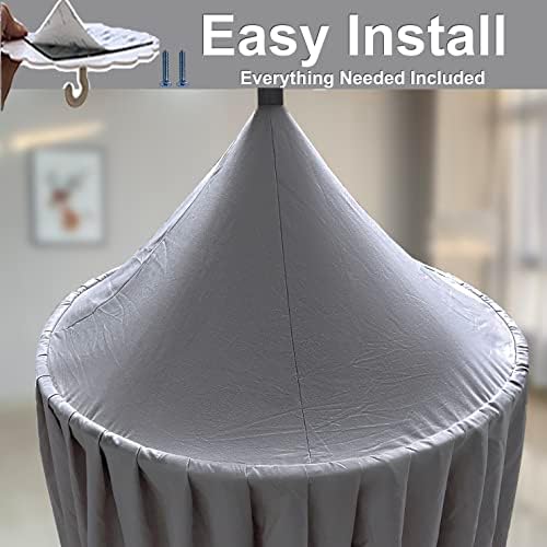 Kids Bed Canopy for Crib - Girls Nursery Canopy Hanging, Blocks Light, Dark Gray