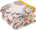XIBLC Boho Throw Blanket for Bed, 100% Cotton Soft Rustic Quilt Fall Blanket, 60"x80" Floral Printed Farmhouse Decor Bed Blankets, All Season Rustic Reversible Bohemian Throw Quilt