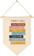 Today I Will Stay Positive-Flag Wall Decor Gift for Baby Boys Girls Kids-Canvas Hanging Flag Banner Pennant Wall Decor Gift for Nursery Baby Room Playroom Homeschool Reading Room Bedroom