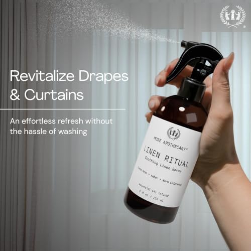 Muse Apothecary Linen Ritual - Aromatic, Soothing, and Relaxing Linen Mist, Laundry and Fabric Spray - Infused with Aromatherapy Essential Oils - 8 oz, Fresh Linen, 2 Pack
