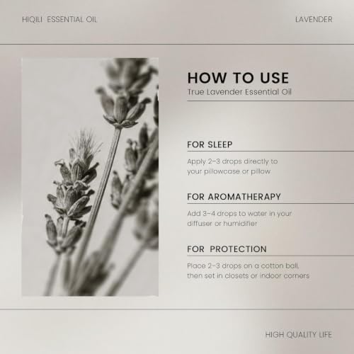HIQILI Lavender Essential Oil for Diffuser, Aromatherapy & Air Freshening