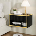 4ever2buy Floating Nightstand, Black Bedroom Night Stand with Drawer
